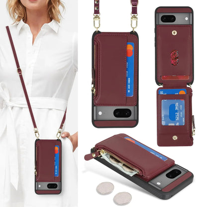 Cavor for Google Pixel 6 Case Wallet,Phone Case for Pixel 6 Crossbody Case with Strap,Pixel 6 Wallet Case for Women,Leather Zipper Pocket Card Holder Case-Leopard Black